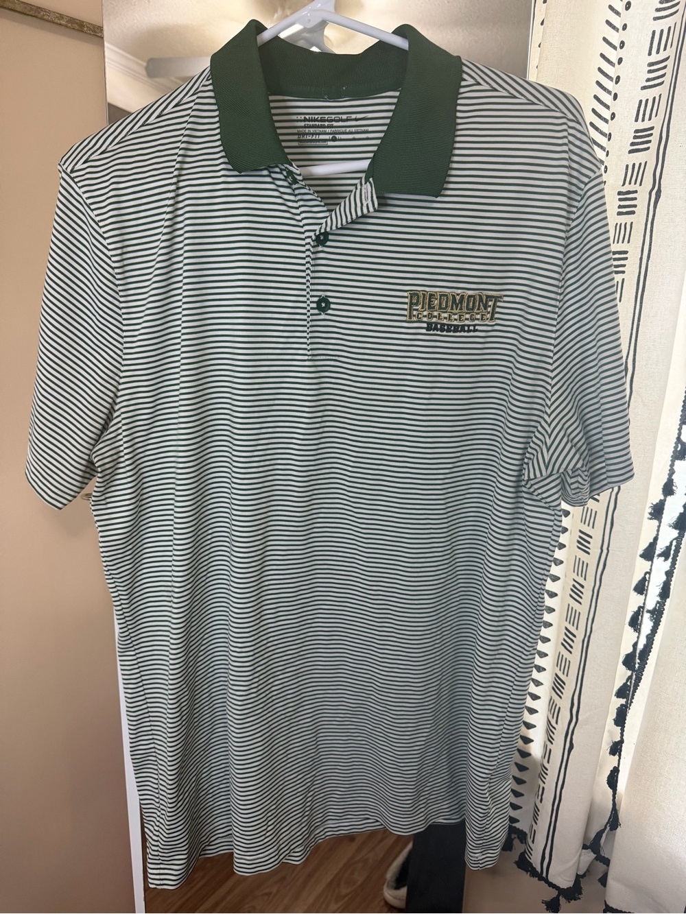 Men's Nike Golf Green & White Striped Polo Shirt